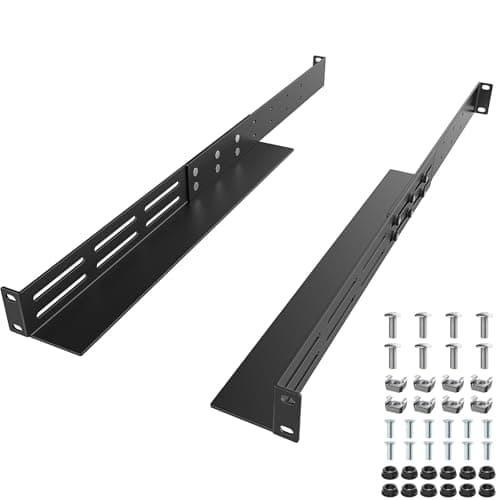 Image of FOROIRON 1U Universal Rack Mount Rails 4-Post Server Rack Shelf Rail 16"-30" Adjustable Depth Server Rack Rail Compatible with APC, HP, IBM, DELL, Compag Cabinet & Rack