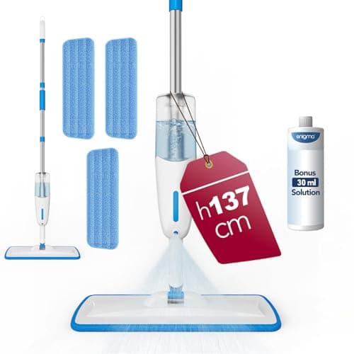 Image of Enigma S1 Mop Spray Mop 137 cm + Free 30ml Cleaner, 3 Washable Wipes, Wet and Dry Use, Refillable Tank, Lightweight and Ergonomic Design
