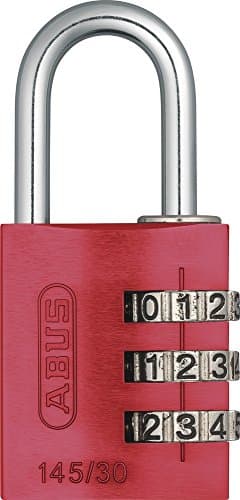 Image of ABUS Combination Lock 145/30 red - Luggage Lock, Locker Lock and Much More. - Aluminium Padlock - Individually Adjustable Numerical Code - ABUS Security Level 3