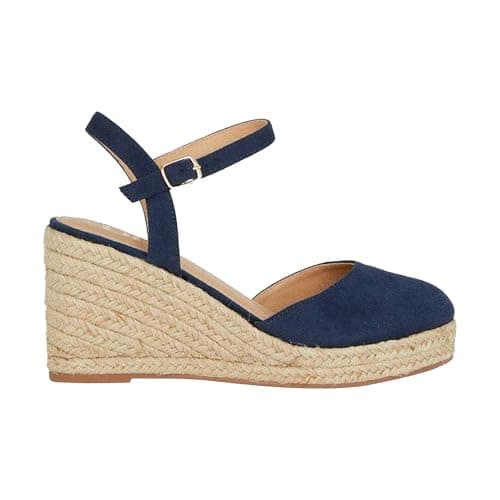 Image of Dorothy Perkins Rumor Faux Suede Closed Toe Espadrille Wedge Sandals, 4, Navy