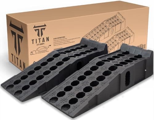 Image of Xtremeauto TITAN 8 Ton Heavy Duty Plastic Car Ramps - Durable Garage Ramps for Vehicle Lifting, Workshop Service, Car Maintenance & Repair and Trailer Use 2PC (92cmx35cmx31cm)