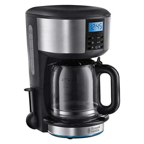 Image of Russell Hobbs Buckingham Filter Coffee Machine, 1.25L Carafe/10 Cups, 1-4 Cup Brewing Option, Fast Brew, 24hr Timer, 40min Keep Warm, Pause & Pour, Washable Filter, Auto Clean, 1000W, 20680