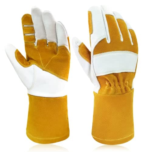 Image of Intra-FIT Cowhide MIG Welding Gloves, Grain Leather Reinforcement on Palm and Index Finger, Long Cuff for Extra Protection for Forearm