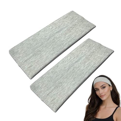 Image of WESTEND CHOICE 9cm Wide Headbands 2 Pack Soft Head Band Plain Stretchy Unisex Kylie headband Bandeau Headbands for Women & Men Gym Yoga Hair Band (Grey)