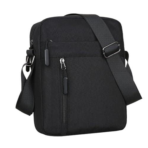 Image of VINPAM Men's Large Capacity Crossbody Shoulder Bag - Waterproof Nylon Messenger Bag with Adjustable Strap, Spacious Chest Sling Bag for Travel & Daily Use (Black)