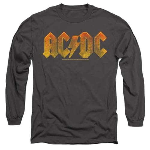Image of AC/DC Gradient Logo Mens Long Sleeve T Shirt, Charcoal, Medium