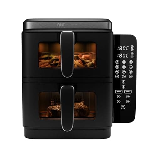 Image of DMD Collective - Double Stacked Air Fryer, Vertical Dual Drawer Air Fryer with 4 cooking levels, 2 Drawers & 2 Racks, 11L Capacity, 12 Cooking Functions, 8 Portions