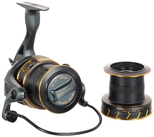 Image of PENN Surfblaster III Longcast Spinning Reel, 8000 Size, Long-Distance Surf Casting for Saltwater Beach and Rock Fishing, Smooth and Durable, Unisex, Black/Gold, Metallic