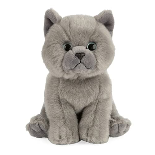 Image of Living Nature British Grey Shorthair Kitten, Realistic Soft Cuddly Cat Toy, Naturli Eco-Friendly Plush, 17cm