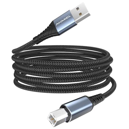 Image of Printer Cable 3M, USB Printer Nylon Braid Cord 2.0 Type A Male to B Male Cables Scanner Cord High Speed Compatible with HP, Canon, Dell, Epson, Lexmark, Xerox, Samsung and More