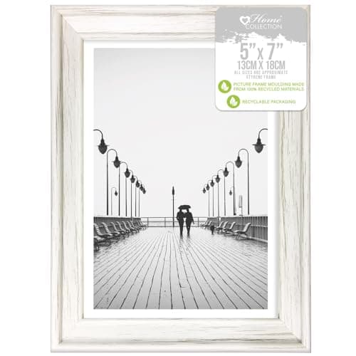 Image of Design Group White Solitaire Shabby Chic Distressed Wood Styrene Photo Frames 5x7