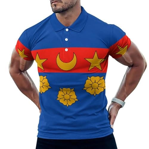 Image of Drapeau Ville Ca Longueuil Québec Quebec Men's Polo Shirt Casual Short Sleeve Golf Tennis Tee T-Shirt Top