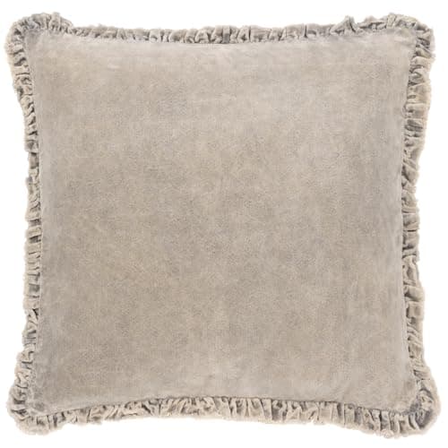Image of Yard furn Bertie Washed Cotton Velvet Cushion Cover – Soft Velvet Relaxed Style Decorative Case (Taupe – 45x45cm)