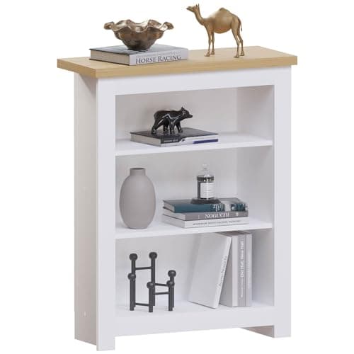 Image of Vida Designs Arlington Bookcase Modern Display Shelves Storage MDF Furniture White (3 Tier)
