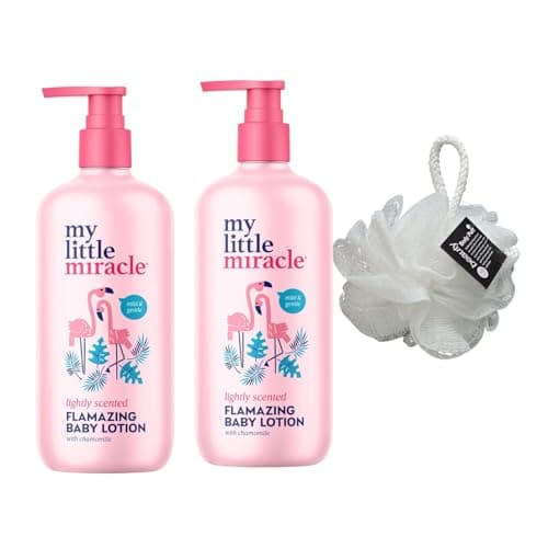 Image of My Líttle Míracle Baby Lotion 500ml With Chamomile, Lightly Scented Twin Pack With Free Beauty Body Puff(Any Colour)