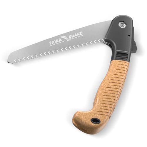 Image of FLORA GUARD Folding Hand Saw, 7 Inch Premium Pruning Saw, Quality SK-5 Steel, for Bushcraft, Camping, Wood, Tree Pruning, Trimming (Gold)