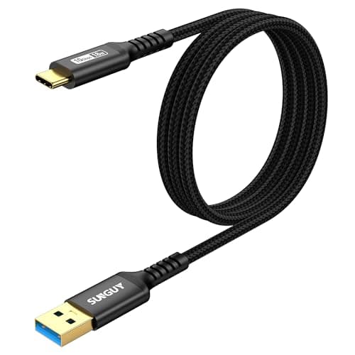 Image of SUNGUY USB C Android Auto Cable 3FT, 10Gbps USB C 3.1 Gen2 USB A to USB C Data Transfer Cable, 3A Fast Charging USB Type C Cord for 15/15 Pro Max, Samsung Galaxy S23, iPad Pro, Black