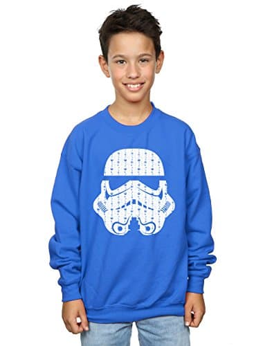 Image of Star Wars Boys Christmas Stormtrooper Helmet Sweatshirt 5-6 Years Royal Blue