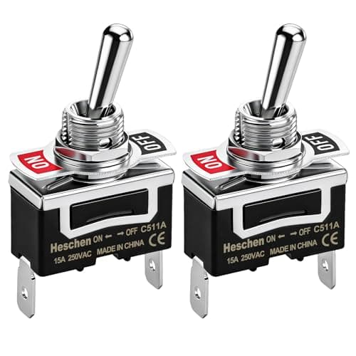 Image of Heschen Metal Toggle Switch, C511A, SPST, Maintained, ON/OFF 2 Position, 15A 250VAC, 2 Tab Terminal, CE (2)