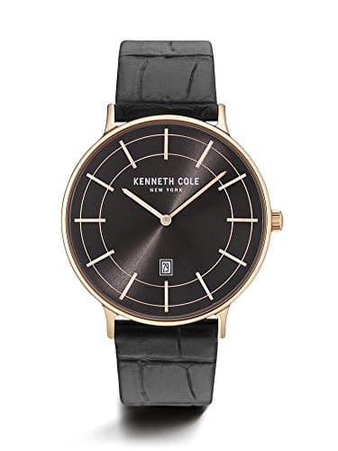 Image of Kenneth Cole New York Men's 'Classic' Quartz Stainless Steel and Leather Dress Watch, Color:Black (Model: KC15057014)