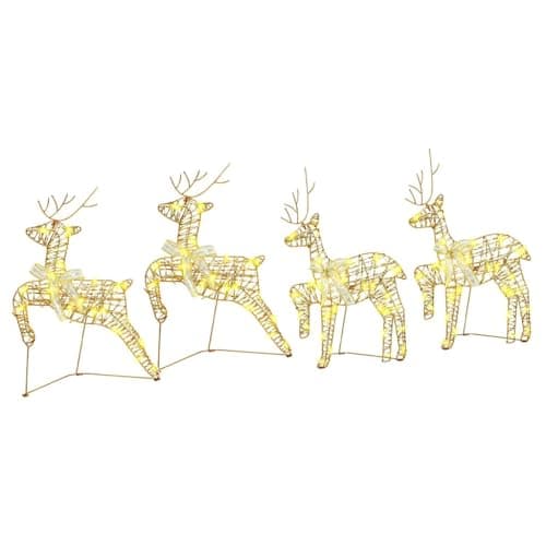 Image of LED Reindeer with 80 LEDs 4 Pieces Gold PET Christmas Decoration Indoor Outdoor 44 x 18 x 65.5 cm USB Powered Art Deco Style Festive Lighting Cosy Atmosphere