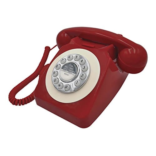 Image of Benross 44510 Classic Retro Telephone/Vintage Style Corded Phone/Classic Ringer Sound/Push Button Dialling/Redial Function/Easy Setup/Red