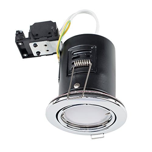 Image of MiniSun | Pack of 6 Fire Rated Polished Chrome Tiltable GU10 Recessed Ceiling Downlights - Complete with 5w LED Bulbs [6500K Cool White] | Downlights & Home Improvements Essential | Mains Wired