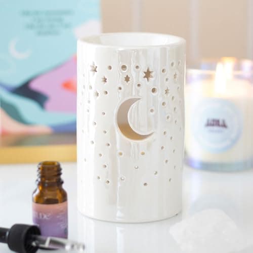 Image of Something Different Wholesale Iridescent White Moon Pillar Oil Burner and Wax Warmer | Home Fragrance Decor