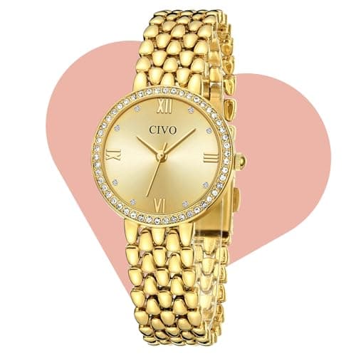 Image of CIVO Ladies Watches Gold WristWatches: Waterproof Stainless Steel Watches for Women with Diamonds - Stylish Analogue Quartz Womens Watch Gifts for Mom Wife