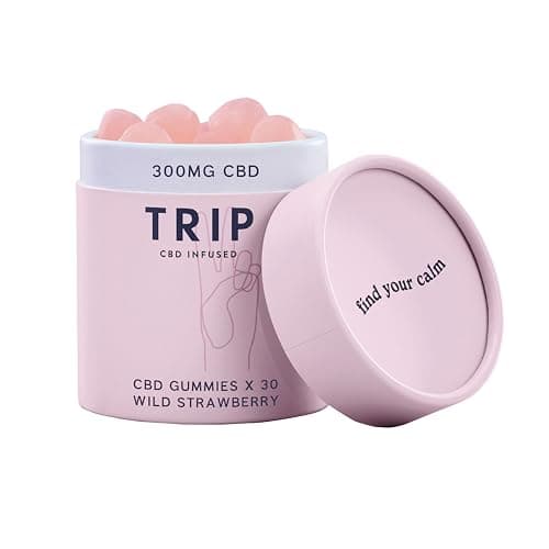 Image of TRIP CBD Infused Gummies (30 Gummies). Delicious Natural Wild Strawberry Flavour. High Strength CBD Edibles. 300MG CBD – Vegan, THC-Free