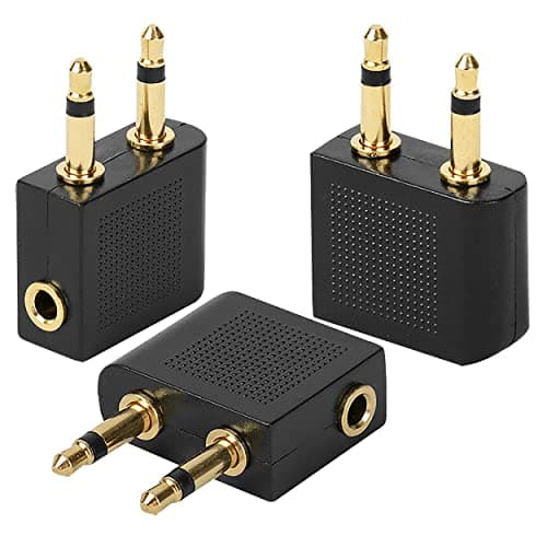 Image of IRYNA 3 Pack Airline Airplane Flight Adapters for Headphones, Gold Plated 3.5mm Male to 3.5mm Female Stereo Aux Jack Headphone Adapter Gold Plated