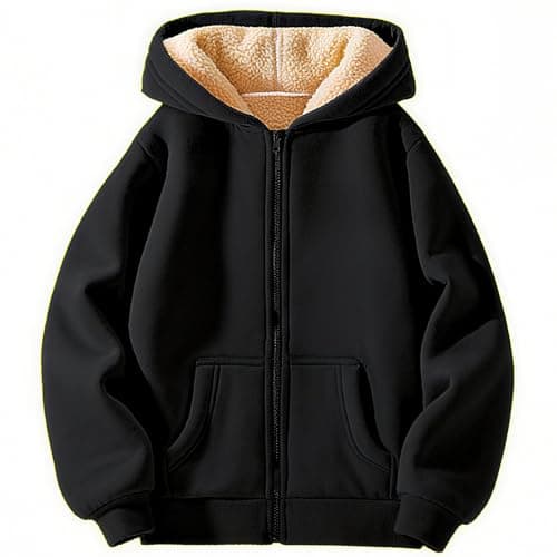 Image of Valcatch Boys Girls Fleece Zip Up Hoodie Jacket, Kids Sherpa Lined Sweatshirt with Hoody and Pocket, Soft Thick Warm Long Sleeve Zipped Coat, Fall Winter Hoodies Outerwear for Casual School Outdoor