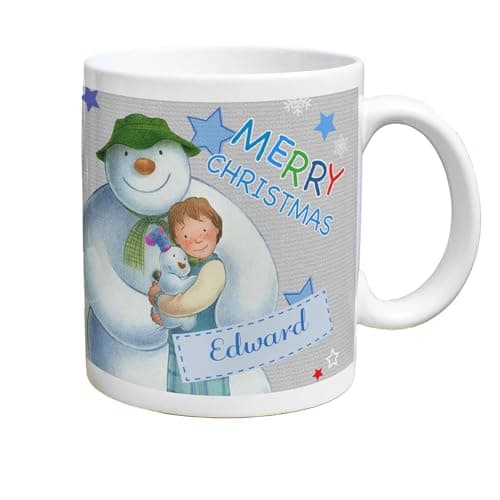 Image of Personalised The Snowman and the Snowdog Blue Mug Christmas Decoration Christmas accessories