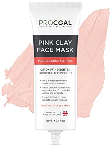 Image of Australian Pink Clay Face Mask Beauty 70ml by Procoal - Skincare Face Mask Targets Pores & Brightens, 100% Recyclable Packaging, Vegan Clay Mask, Cruelty-Free - Made in UK
