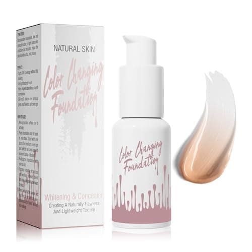 Image of Colour Changing Foundation for Mature Skin, Flawless Warm Skin Tone Foundation, Moisturizing Face Cover Concealer Cream, Liquid Foundation Makeup Base, Poreless, Waterproof, Long Lasting, SPF15, 30ml