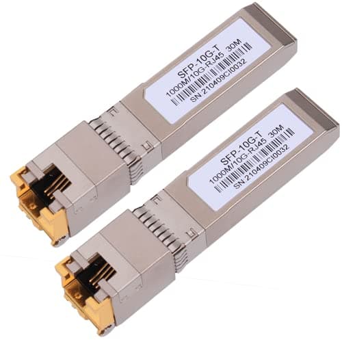 Image of 2 pieces 1.25/2.5/5/10G SFP+ RJ45 copper module - up to 30 m with CAT.6a/7 compatibility for Cisco, Ubiquiti, Netgear, D-Link, Supermicro, TP-Link, Mikrotik, Unifi and more, SFP 10GBase-T transceiver