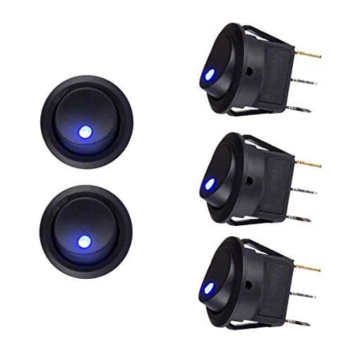 Image of Qiuyan 5pcs Blue LED Illuminated Round Rocker Switch Press Button On/Off 12v 20A Car Van Dash Light for Car Auto Boat Household Appliances