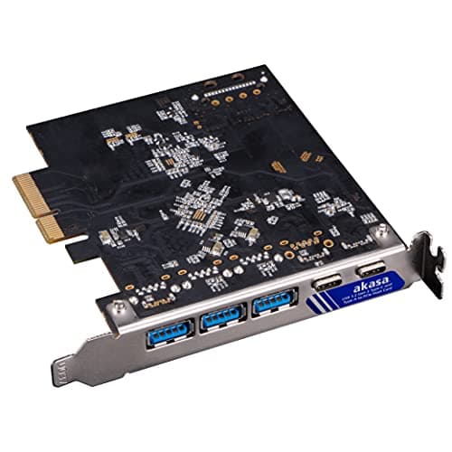 Image of Akasa USB 3.2 Gen 2 Type-C and Type-A to PCIe Host Card | PC System Extension Card | 10Gbps Data Transfer Rate | Fits in PCIe x4, x8 and x16 Slot | Built-in 15-Pin SATA Power Connector | AK-PCCU3-09