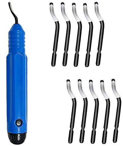 Image of Fyfjur Deburring Tool Set, Hand Deburring Tool, Deburring Scraper Tool, Burr Remover Tool with Swivel Head Handle and 10pcs Replacement Blades, for Cutting Deburrs Metal, Wood or Plastic