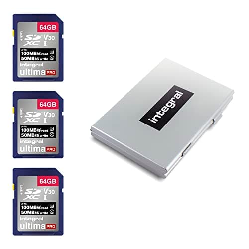 Image of Integral 64GB SD Card 4K Ultra-HD Video Premium High Speed Memory Card SDXC Up to 100MB/s SDXC V30 UHS-I U3 Class 10 SD Memory Card Triple Pack