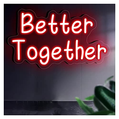 Image of Custom Neon Sign Better Together Personalized Led Neon Lights Signs With remote control dimmable for bedroom Home Bar Birthday Party Wedding Wall Decors(Red,50x29cm(19x11in))