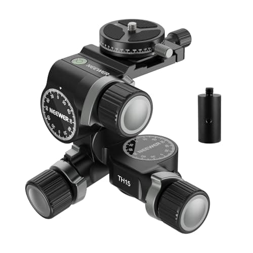 Image of NEEWER 3 Way Geared Tripod Head with 360° Panoramic Arca QR Plate, Millimeter Micro Adjustment, Aluminum Alloy 3 Axis Pan Tilt Head with Quick Switch Large & Fine Dual Modes, Max Load 13.2lb/6kg, TH15