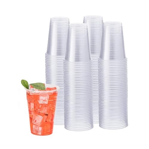 Image of HOMESHOPA Clear Plastic Cups, 100 Pack Half Pint (10oz/280ml) Disposable Patry Drinking Glasses for Beer, Water, Juice, Kitchen Tumbler for Camping, Travel, Picnic, Parties, Events and Celebrations