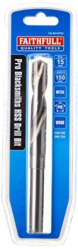 Image of Faithfull FAIBD15PRO Blacksmiths Professional Reduced Shank HSS Drill Bit 15mm For: Hardened Alloy, Alloy, Carbon, and Stainless Steel, Cast Iron, Wood and Plastics