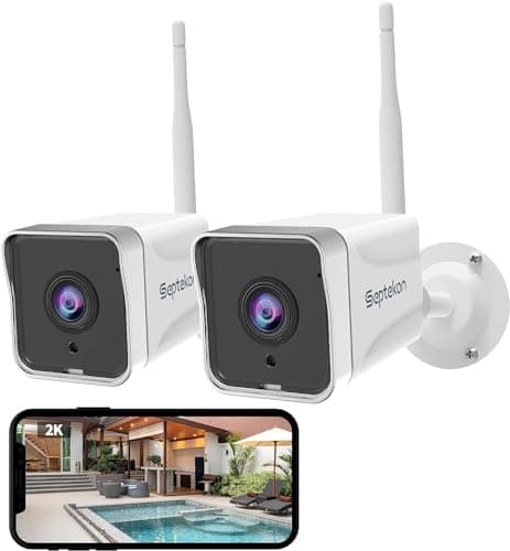 Image of Septekon Security Camera Outdoor, 2K CCTV Camera Wireless WiFi, Night Vision, Motion Detection,Waterproof Home Surveillance Camera with 2-Way Audio, Cloud Storage, Work with Alexa - 2 Pack