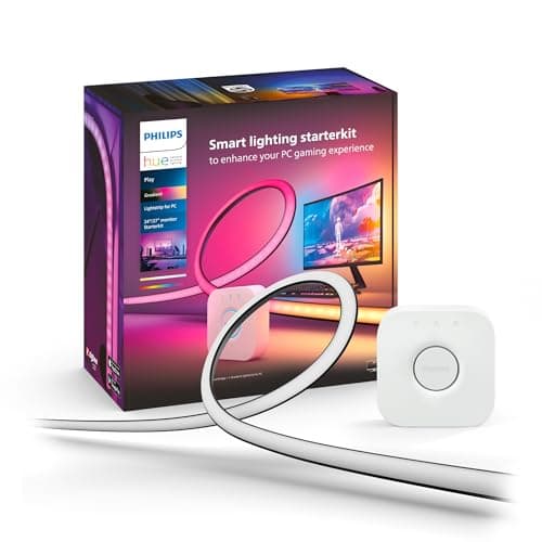 Image of Philips Hue Play Gradient PC Lightstrip Starter Kit Including Hue Bridge [for 24-27 Inch Screens] LED Smart Lighting. Sync for Entertainment, Gaming and Media.