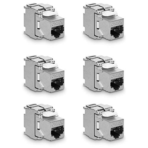 Image of kwmobile Keystone Module Jacks - 6 Piece CAT6A Shielded Keystone Jack RJ45 Cat 6A Ethernet Module 10 Gbit with Shielded Metal Housing