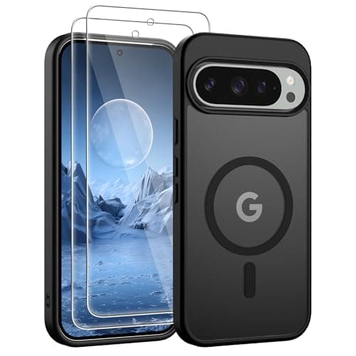 Image of Jshru Magnetic for Pixel 9 Pro XL Case,Compatible with Magsafe,with HD Screen Protectors X2, [Durable & Sturdy] Slim Translucent Protective Cover,Google Pixel 9 Pro XL-Black