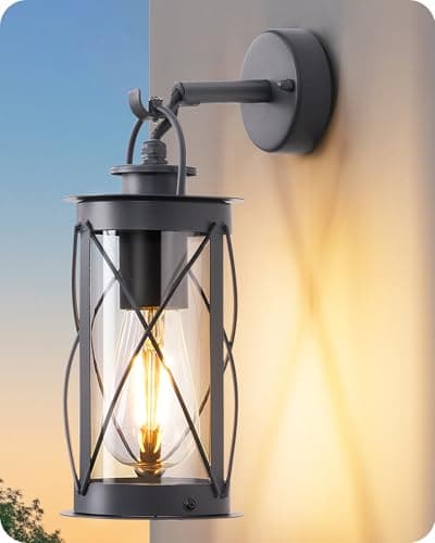 Image of EDISHINE Vintage Wall Light, Outdoor Wall Lantern, Outdoor Wall Lights, Kerosene Lamp Styling IP44 Waterproof & E27 Socket, Durable Aluminum for Entryway, Garage, Hallway, Anthracite Color