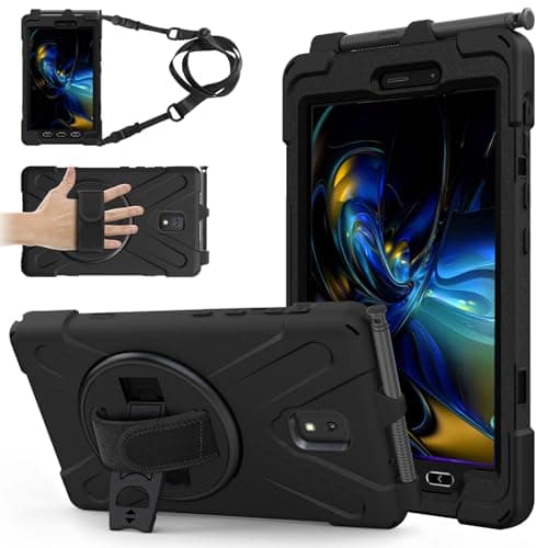 Image of TECHGEAR Rugged Case for Samsung Galaxy Tab Active 5 8.0" (SM-X300/X306) – Heavy Duty Shockproof Cover with Screen Protector, 360 Stand, Hand Strap & Shoulder Strap – Built for Site & Work Use